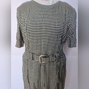 VNTG Petite JAZZ Belted Gingham Dress Size Medium